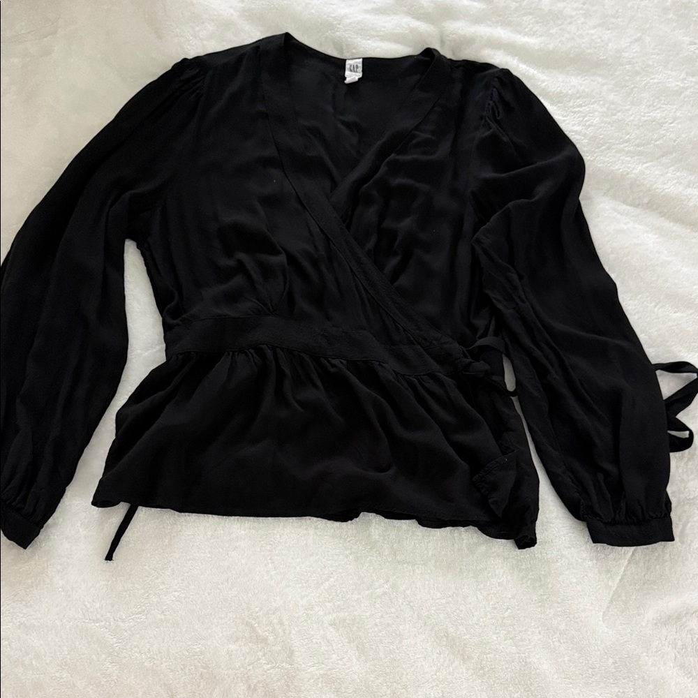 GAP Black Wrap Blouse